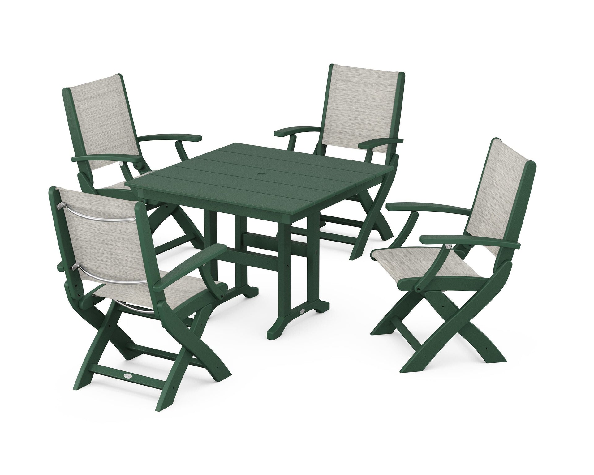 Coastal Folding Chair 5-Piece Farmhouse Dining Set