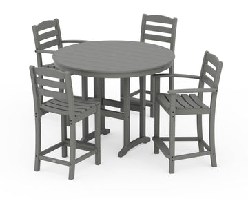 La Casa Café 5-Piece Round Farmhouse Counter Dining Set