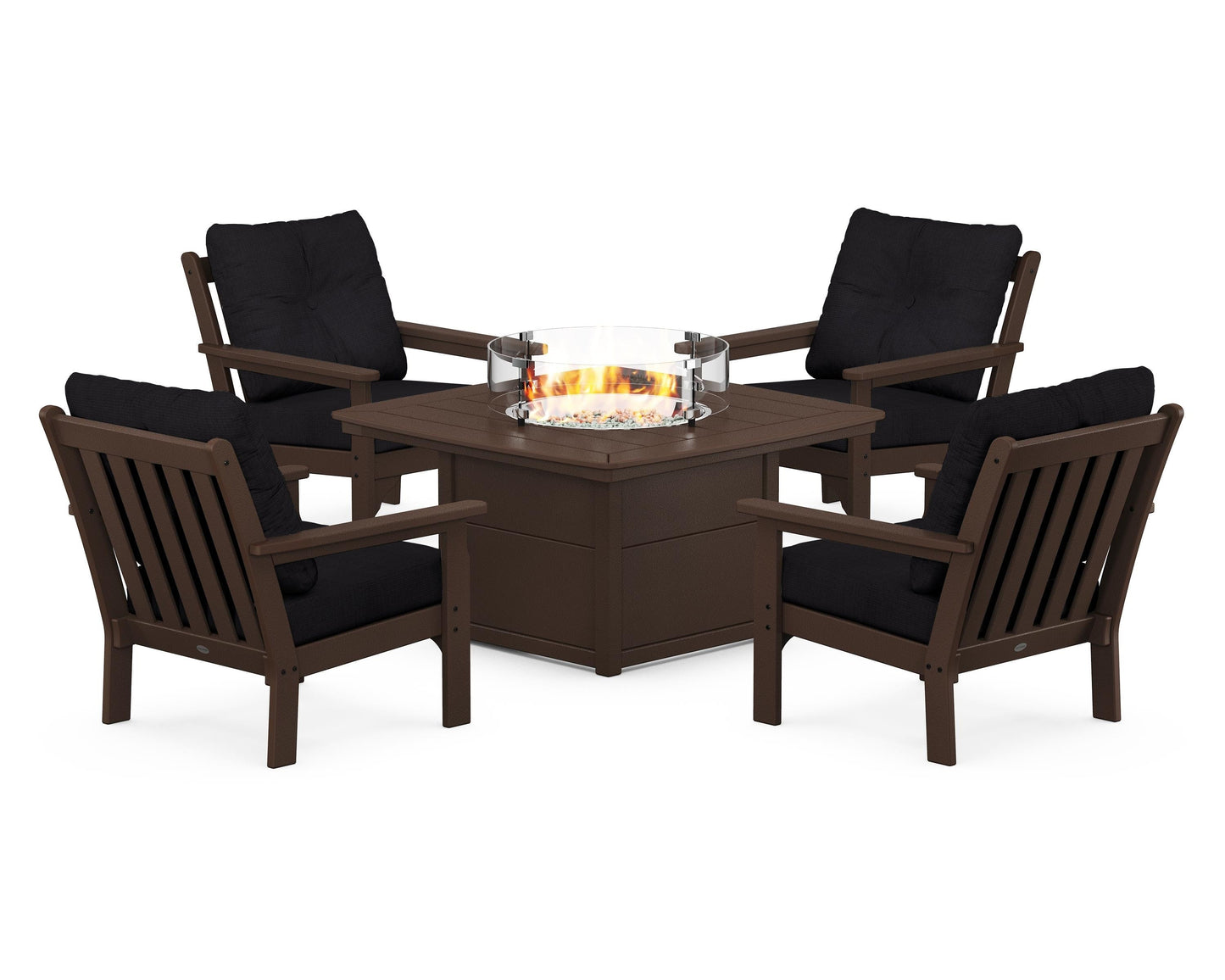 Vineyard 5-Piece Conversation Set with Fire Pit Table