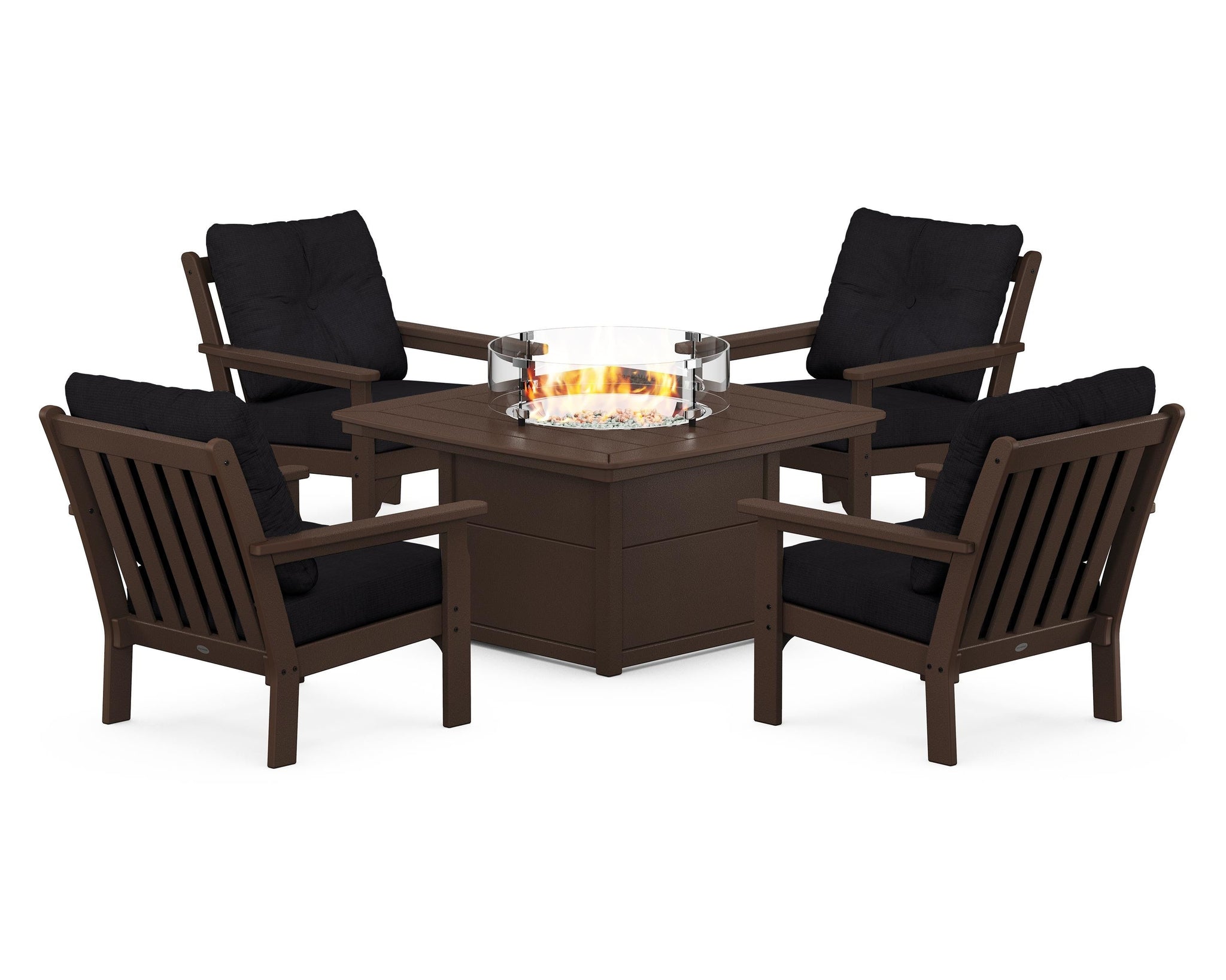 Vineyard 5-Piece Conversation Set with Fire Pit Table