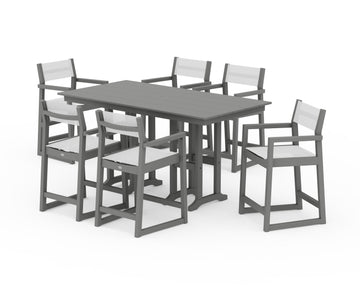 EDGE Sling Arm Chair 7-Piece Farmhouse Counter Set
