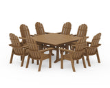Vineyard Curveback Adirondack 9-Piece Square Farmhouse Dining Set with Trestle Legs