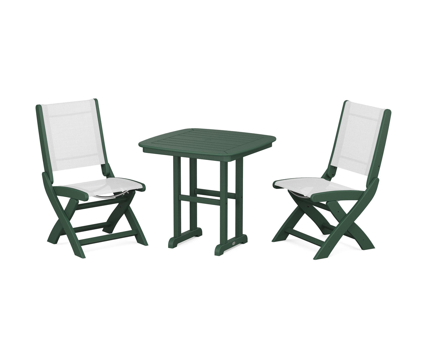 Coastal Folding Side Chair 3-Piece Dining Set