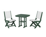 Coastal Folding Side Chair 3-Piece Dining Set