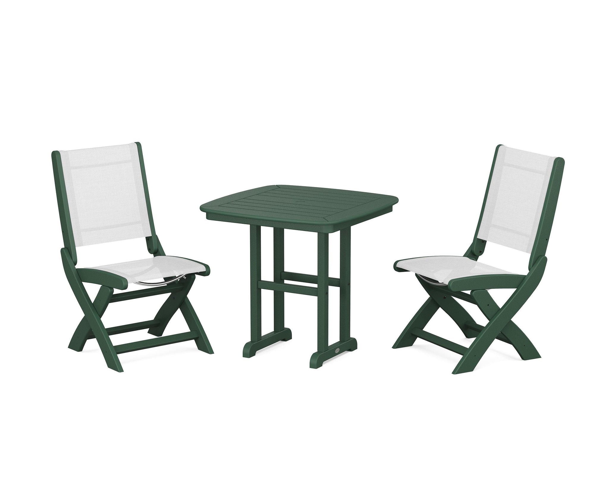 Coastal Folding Side Chair 3-Piece Dining Set