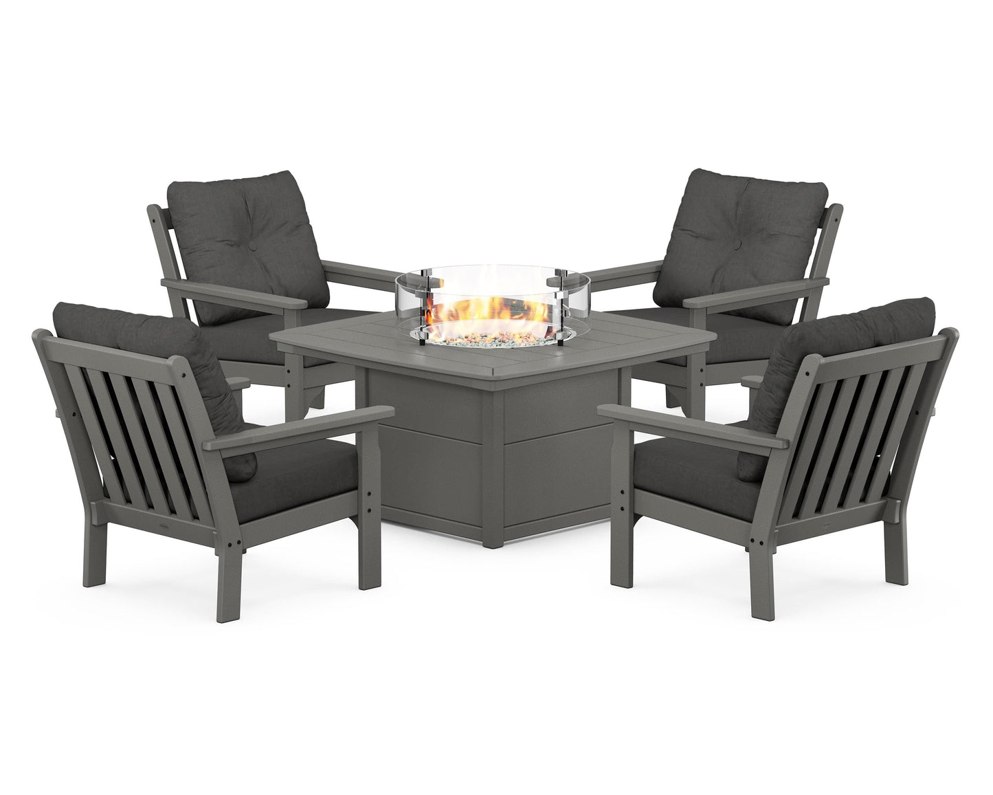 Vineyard 5-Piece Conversation Set with Fire Pit Table