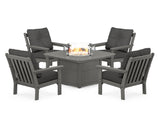 Vineyard 5-Piece Conversation Set with Fire Pit Table