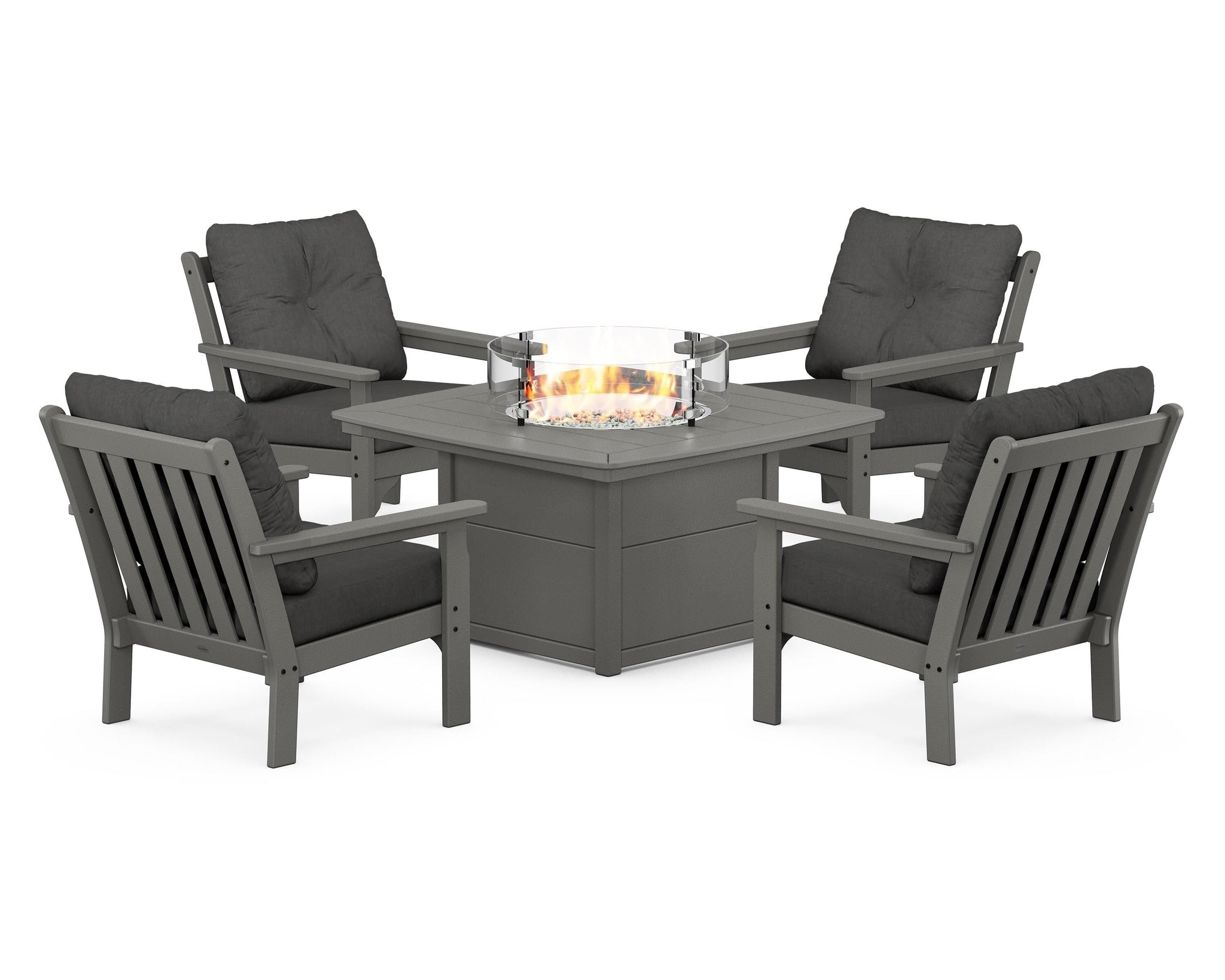 Vineyard 5-Piece Conversation Set with Fire Pit Table
