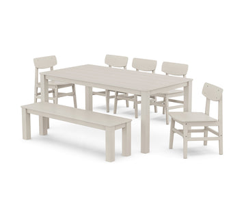 Modern Studio Urban Chair 7-Piece Parsons Dining Set with Bench