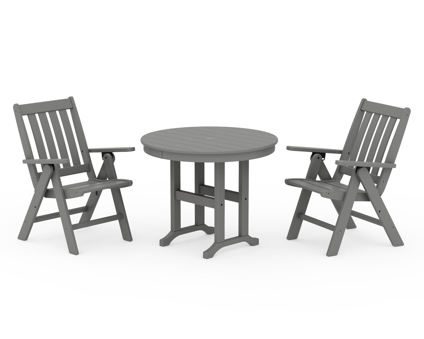 Vineyard Folding Chair 3-Piece Round Dining Set