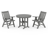 Vineyard Folding Chair 3-Piece Round Dining Set
