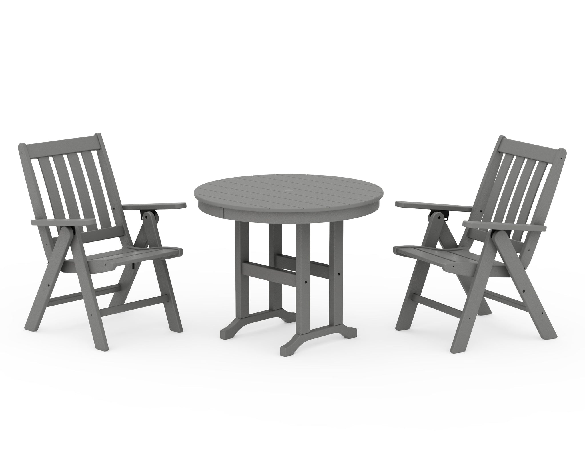 Vineyard Folding Chair 3-Piece Round Dining Set