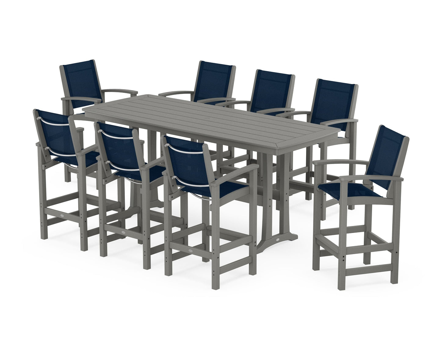 Coastal 9-Piece Bar Set with Trestle Legs