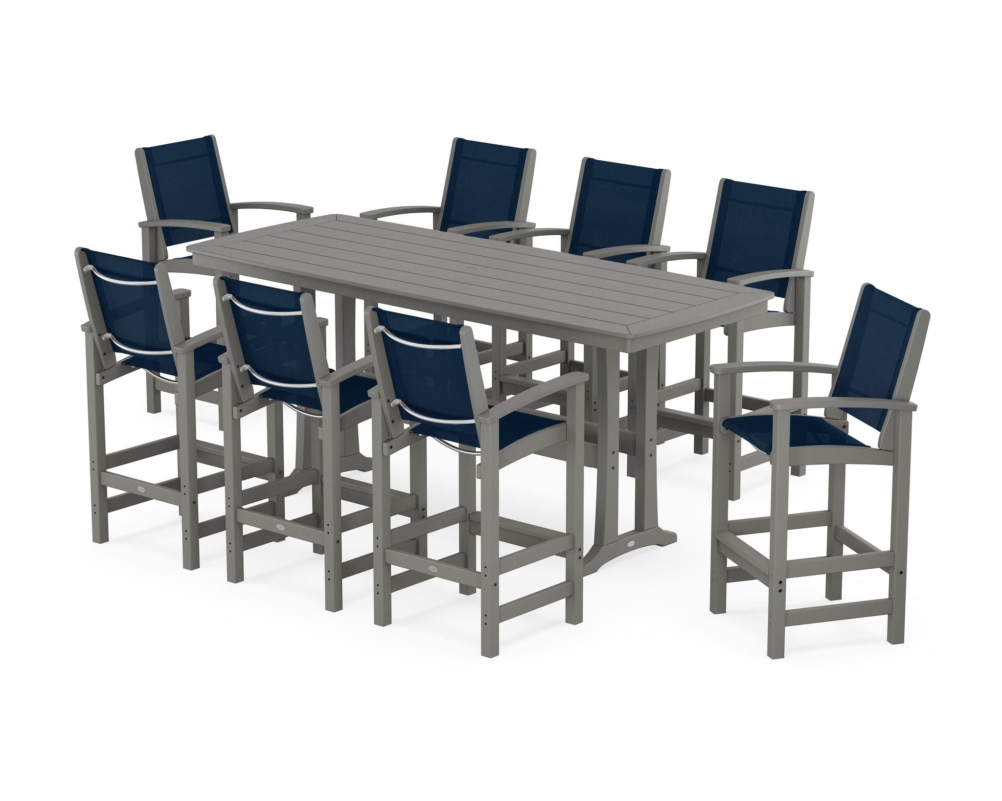 Coastal 9-Piece Bar Set with Trestle Legs