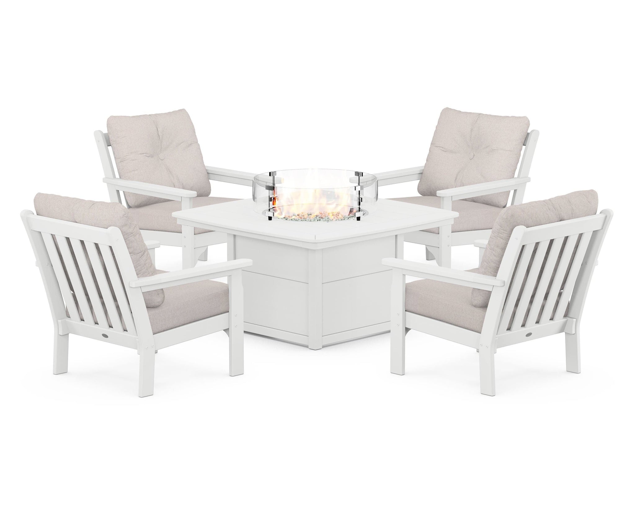 Vineyard 5-Piece Conversation Set with Fire Pit Table