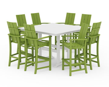 Modern Adirondack 9-Piece Farmhouse Trestle Bar Set