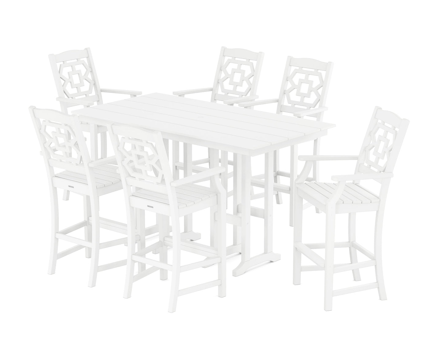 Chinoiserie Arm Chair 7-Piece Farmhouse Bar Set