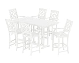 Chinoiserie Arm Chair 7-Piece Farmhouse Bar Set