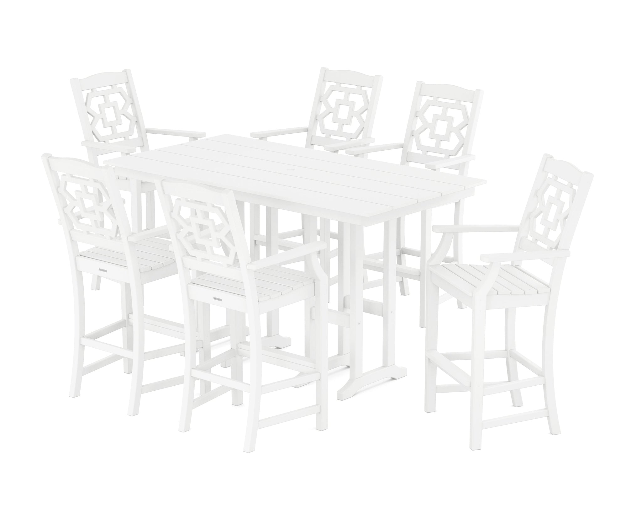 Chinoiserie Arm Chair 7-Piece Farmhouse Bar Set