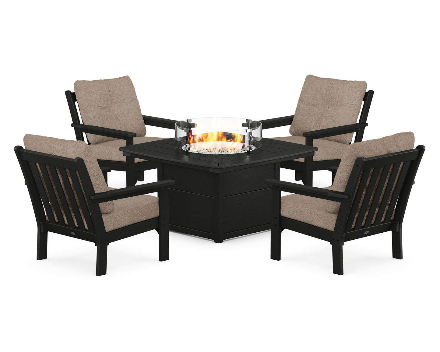 Vineyard 5-Piece Conversation Set with Fire Pit Table