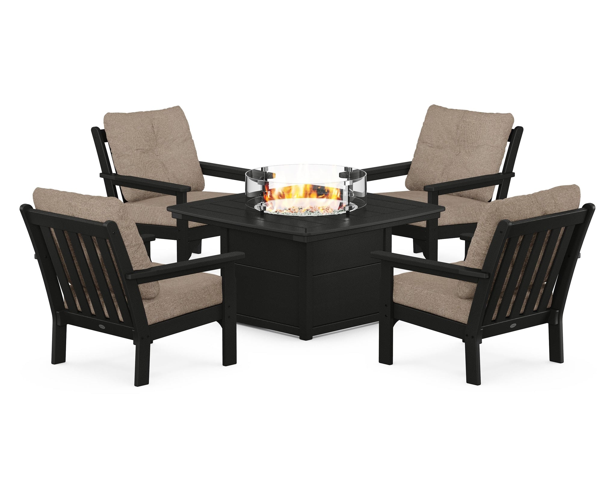 Vineyard 5-Piece Conversation Set with Fire Pit Table