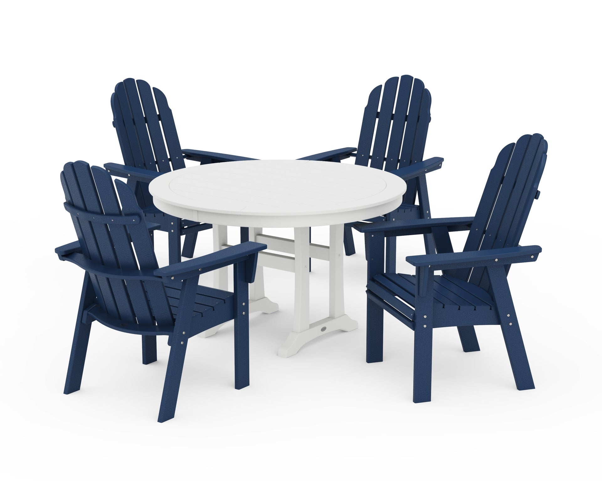 Vineyard Curveback Adirondack 5-Piece Nautical Trestle Dining Set