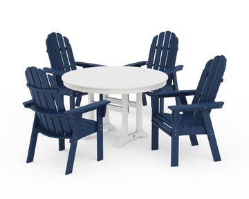 Vineyard Curveback Adirondack 5-Piece Nautical Trestle Dining Set