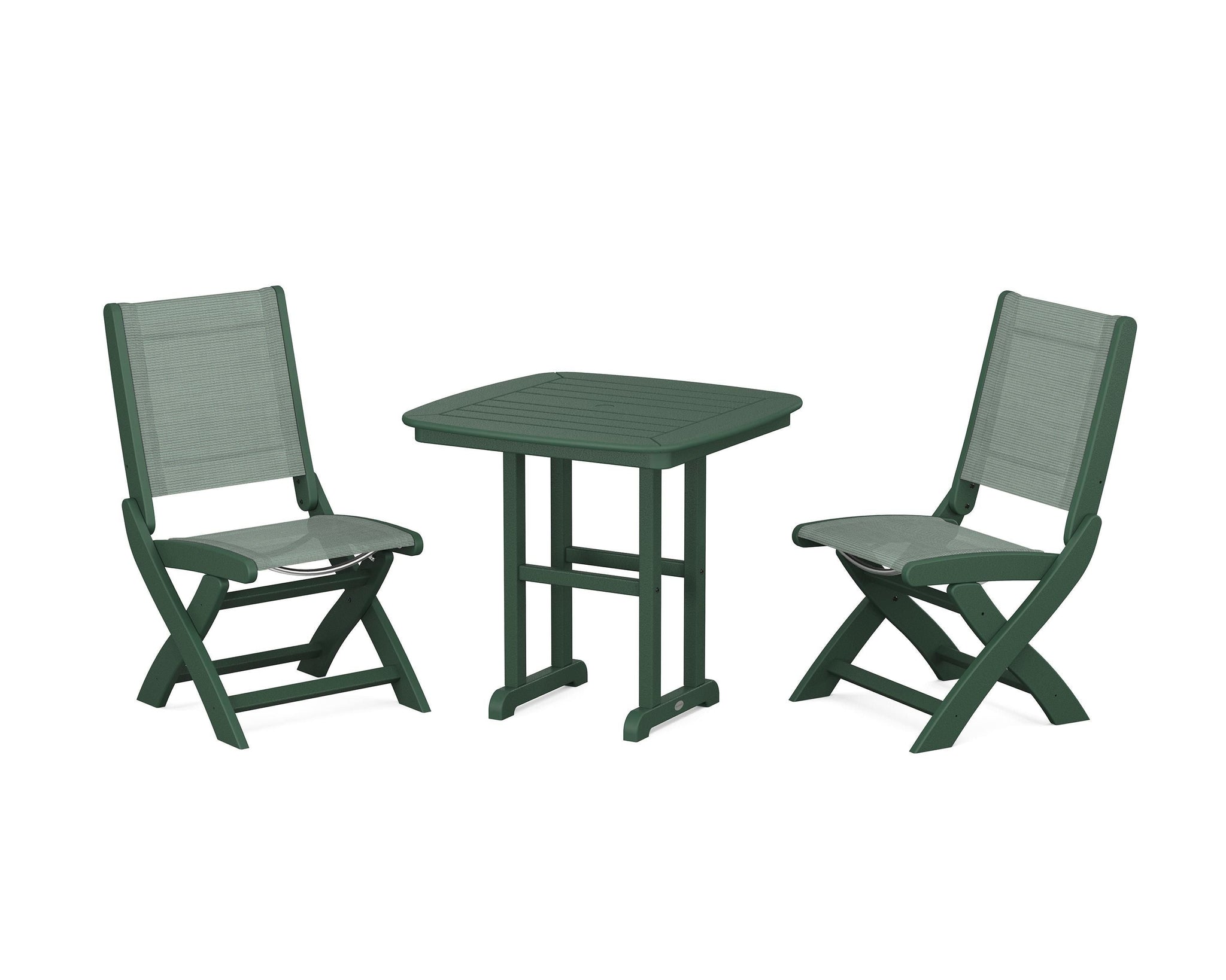 Coastal Folding Side Chair 3-Piece Dining Set