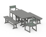 EDGE Sling Arm Chair 5-Piece Farmhouse Dining Set with Benches