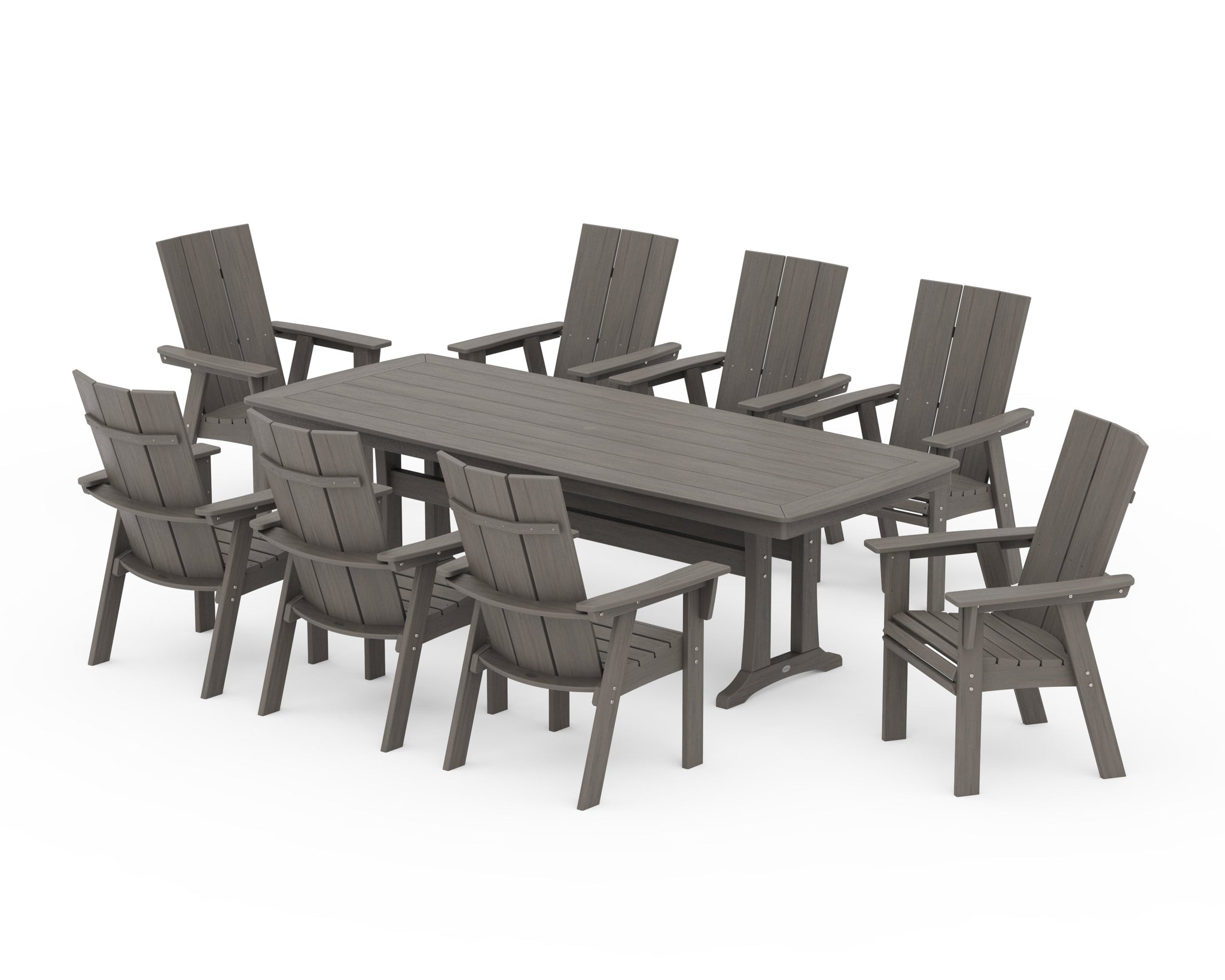 Modern Curveback Adirondack 9-Piece Dining Set with Trestle Legs