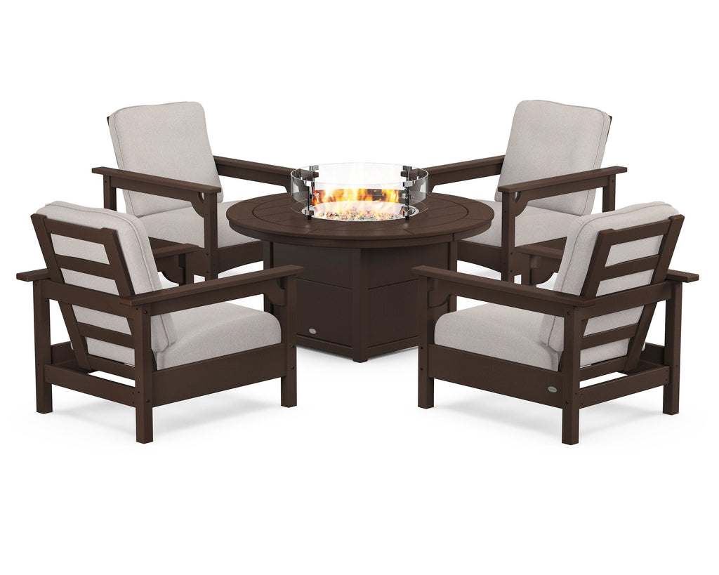 Club 5-Piece Conversation Set with Fire Pit Table