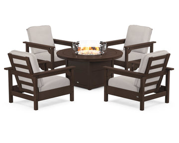 Club 5-Piece Conversation Set with Fire Pit Table