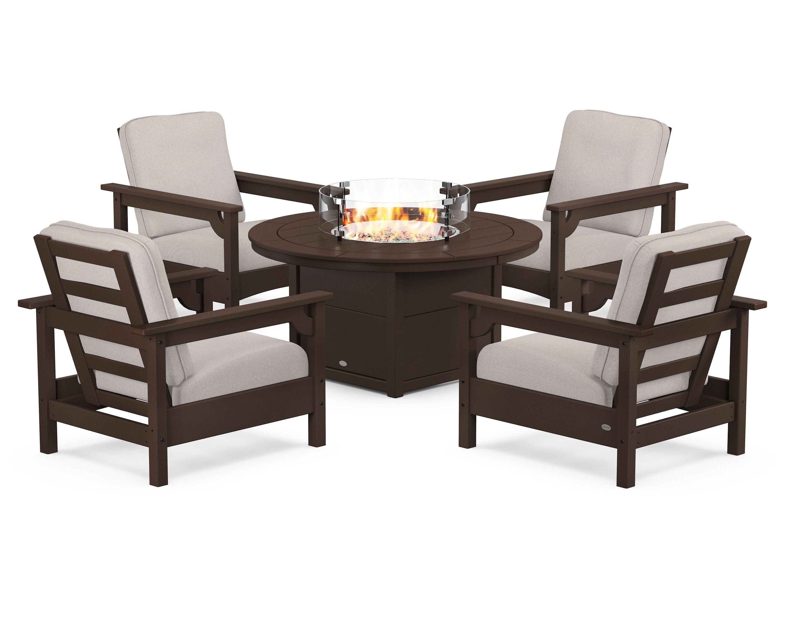 Club 5-Piece Conversation Set with Fire Pit Table