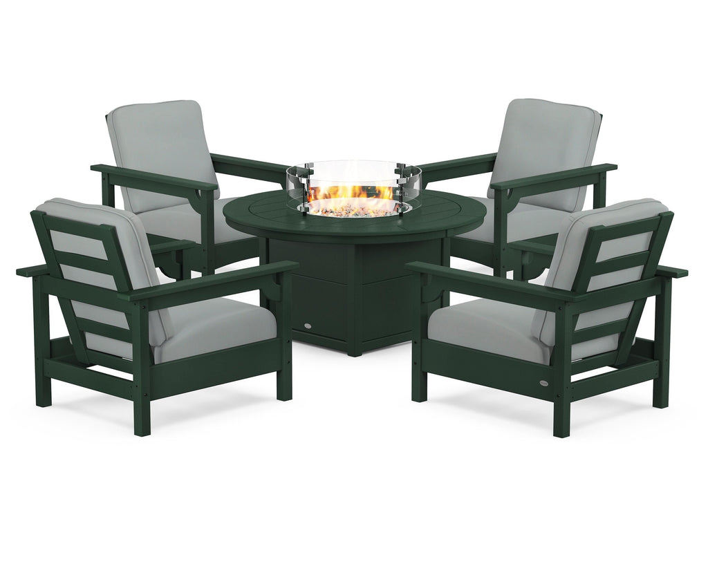 Club 5-Piece Conversation Set with Fire Pit Table