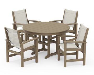 Coastal 5-Piece Round Farmhouse Dining Set