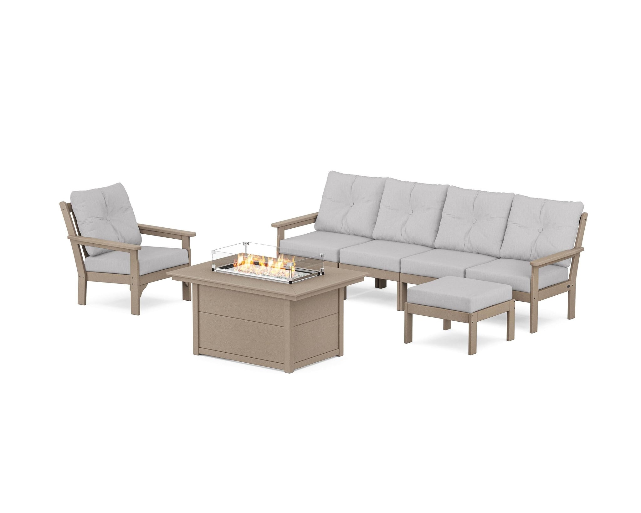 Vineyard Sectional Lounge and Fire Pit Set