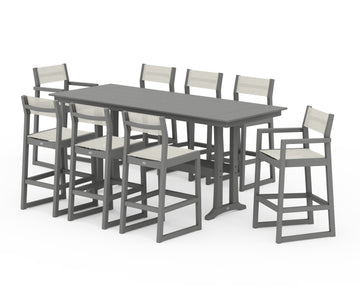 EDGE Sling 9-Piece Farmhouse Bar Set with Trestle Legs