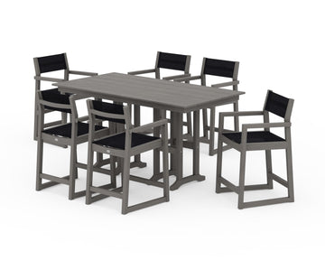 EDGE Sling Arm Chair 7-Piece Farmhouse Counter Set