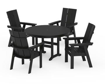 Modern Curveback Adirondack 5-Piece Round Farmhouse Dining Set