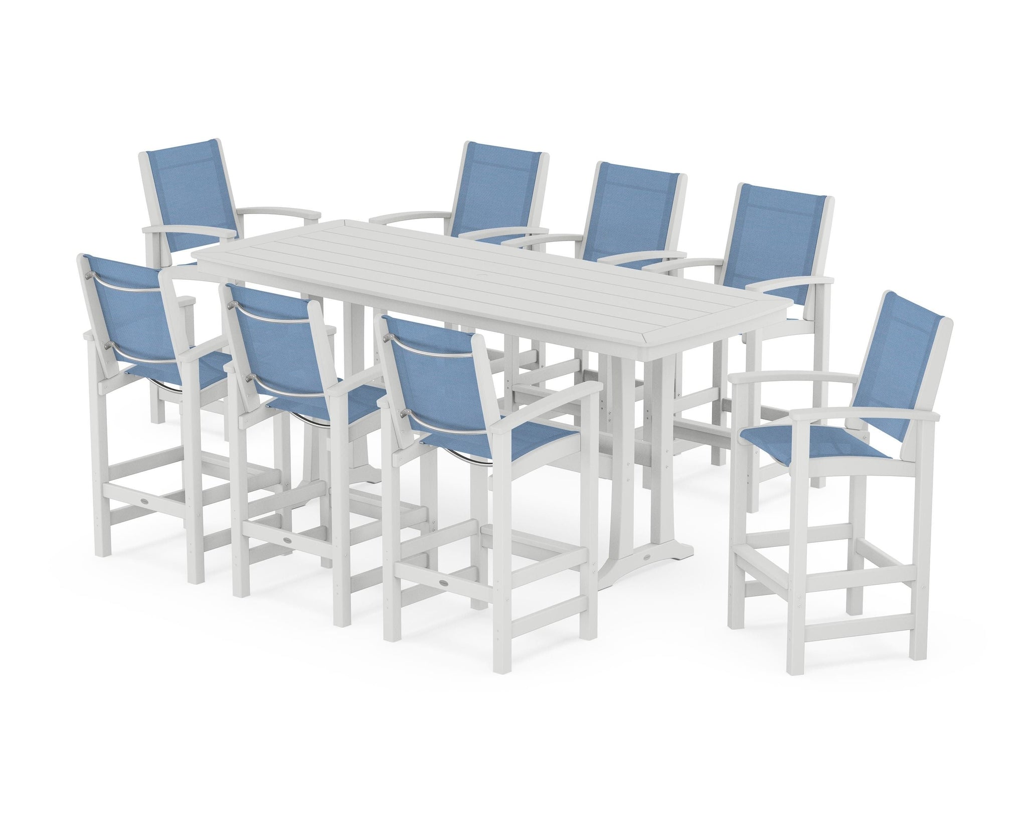 Coastal 9-Piece Bar Set with Trestle Legs