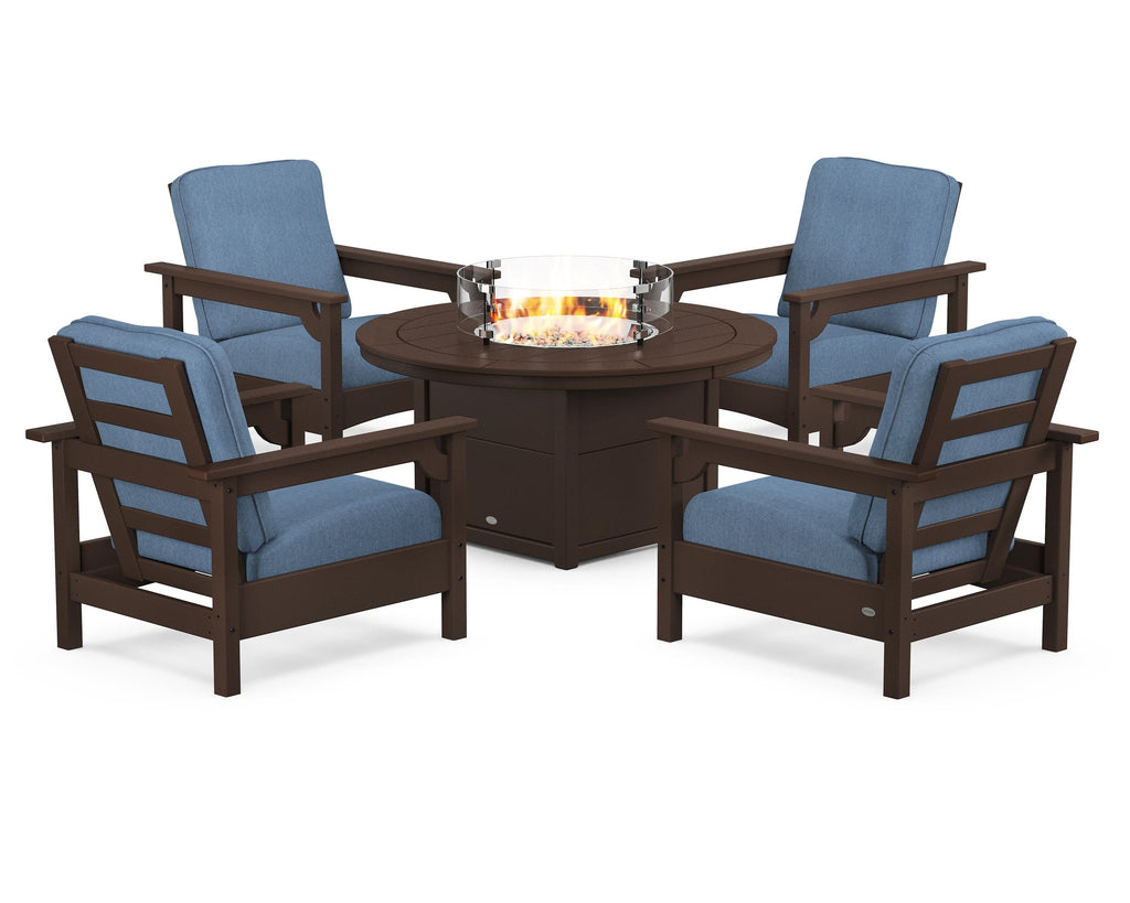 Club 5-Piece Conversation Set with Fire Pit Table