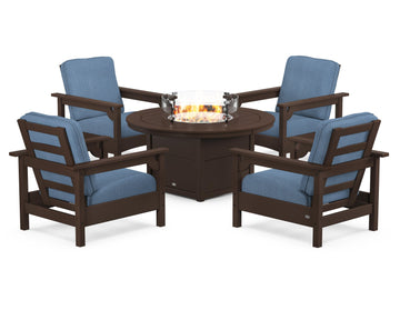 Club 5-Piece Conversation Set with Fire Pit Table