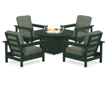 Club 5-Piece Conversation Set with Fire Pit Table
