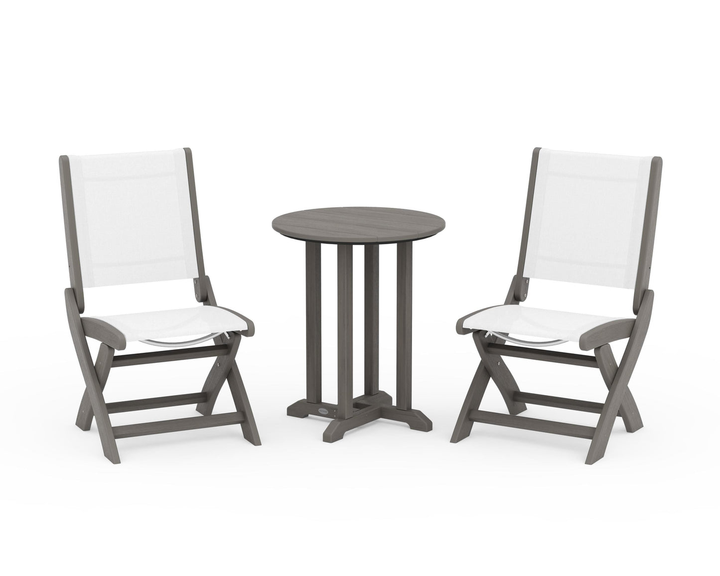 Coastal Folding Side Chair 3-Piece Round Bistro Dining Set