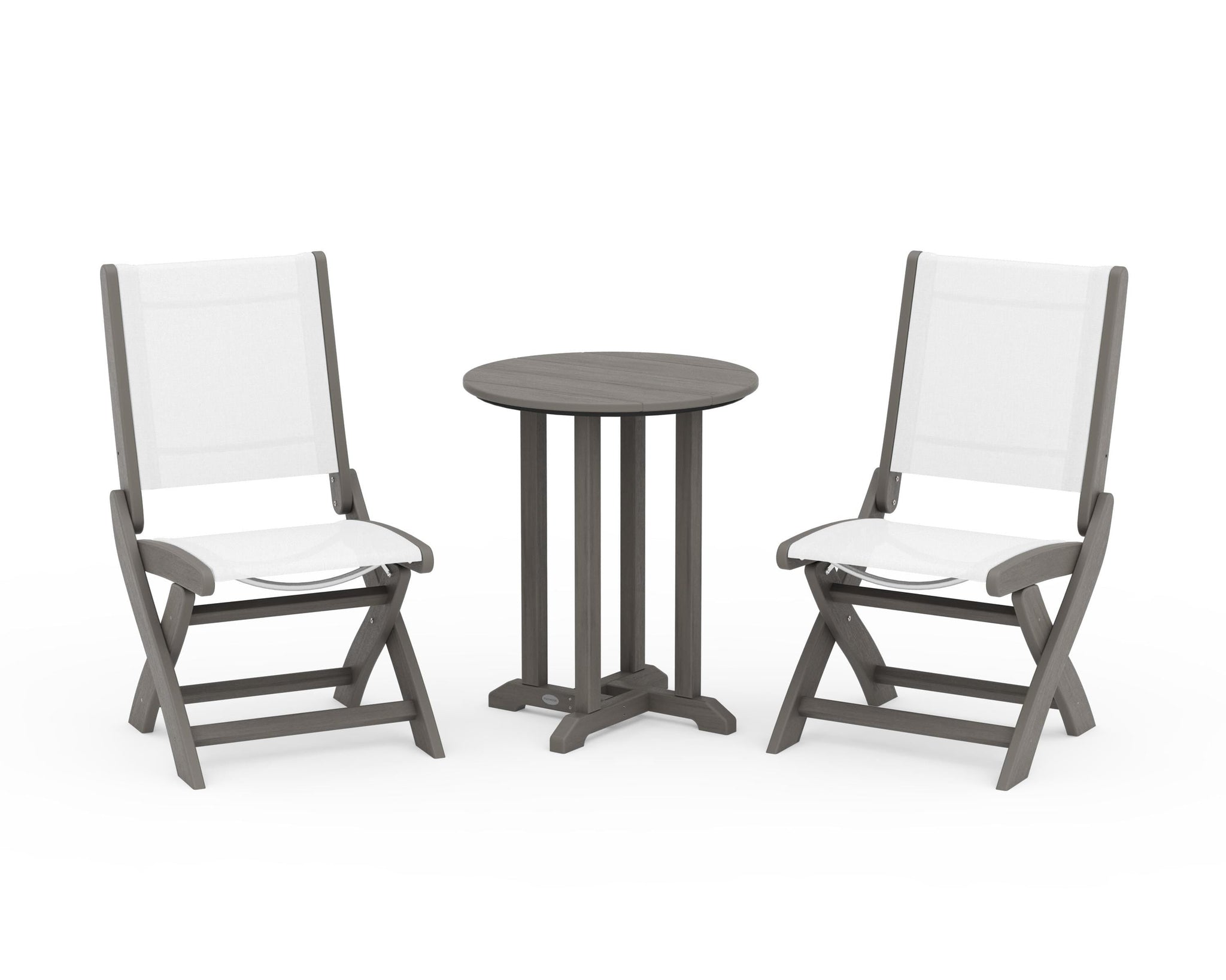 Coastal Folding Side Chair 3-Piece Round Bistro Dining Set