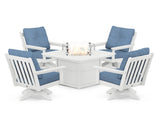 Vineyard 5-Piece Deep Seating Swivel Conversation Set with Fire Pit Table