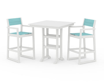 EDGE Sling Arm Chair 3-Piece Farmhouse Bar Set with Trestle Legs