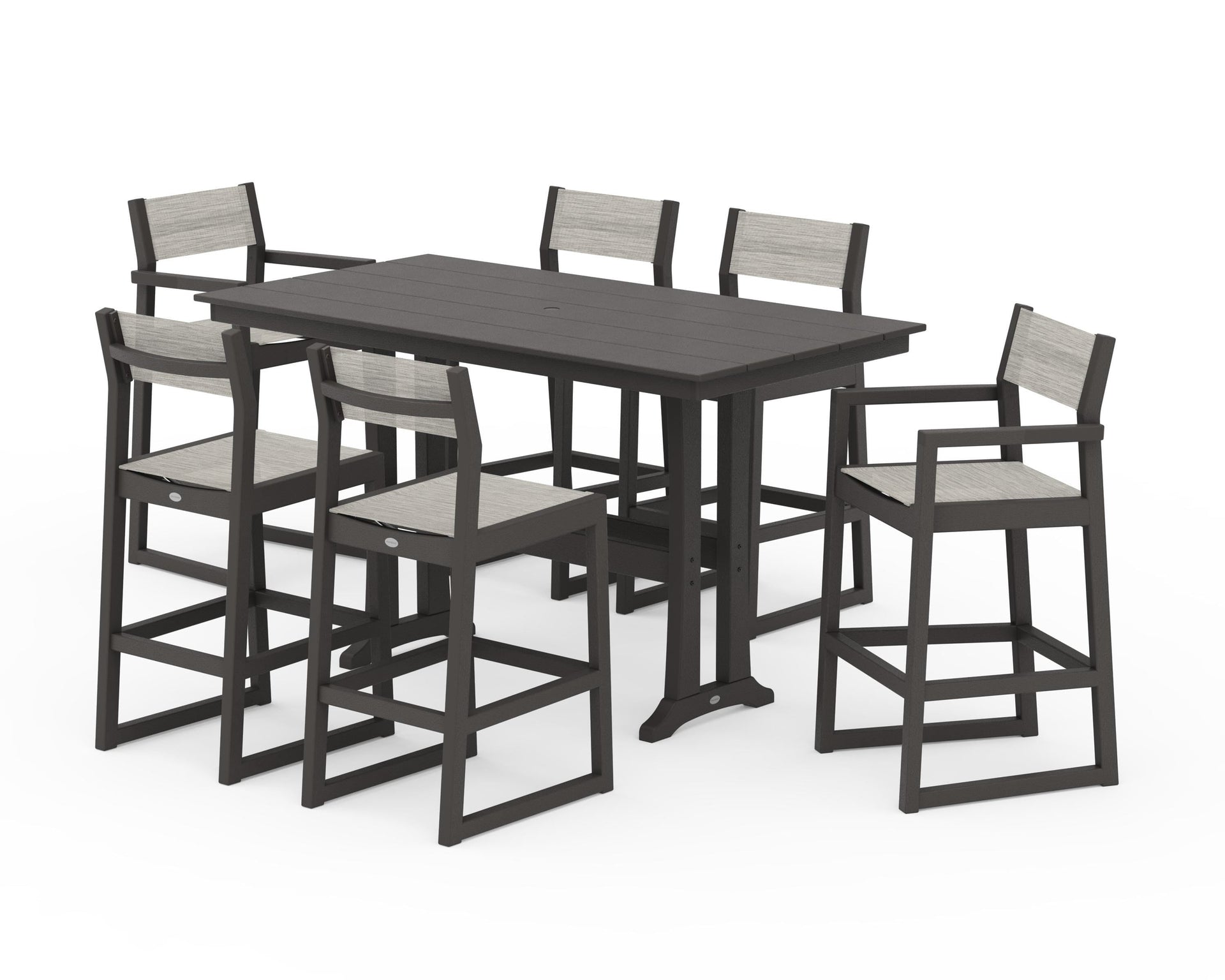 EDGE Sling 7-Piece Farmhouse Bar Set with Trestle Legs