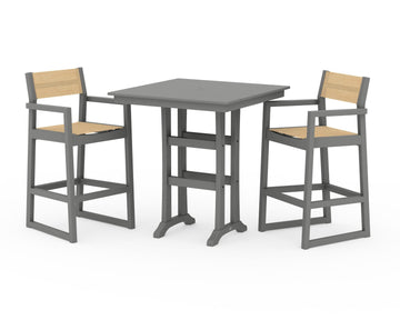 EDGE Sling Arm Chair 3-Piece Farmhouse Bar Set with Trestle Legs