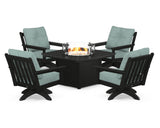 Vineyard 5-Piece Deep Seating Swivel Conversation Set with Fire Pit Table